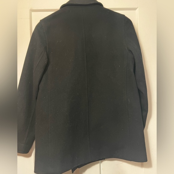 Women’s J. Crew Black Wool Pea Coat Petite Small SP S P - Picture 6 of 7